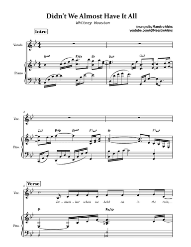 Didn't We Almost Have It All (arr. Maestro Aleks)