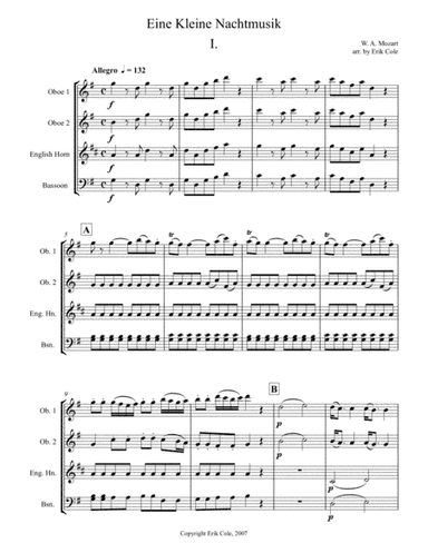 Eine Kleine Nachtmusik, Mvt. 1 (arr. Erik Cole)