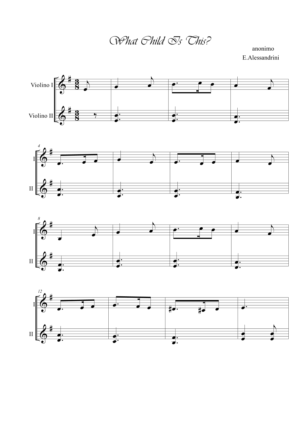 What Child is this? Violins duo (arr. Ester Alessandrini)
