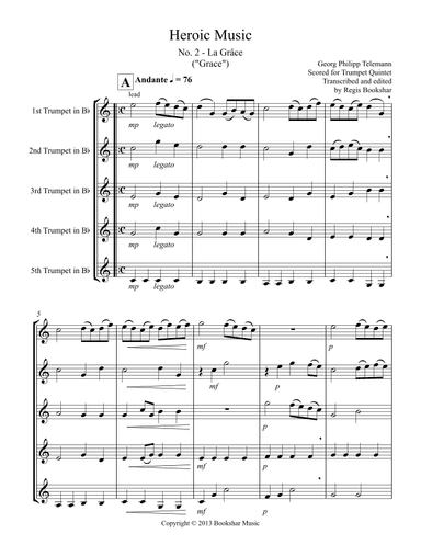 Heroic Music - No.   2. La Grace (Bb) (Trumpet Quintet) (arr. Regis Bookshar)