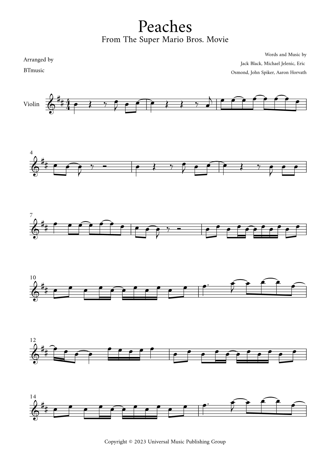 Peaches (arr. BTmusic)