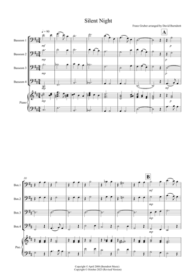Silent Night for Bassoon Quartet (arr. David Burndrett)