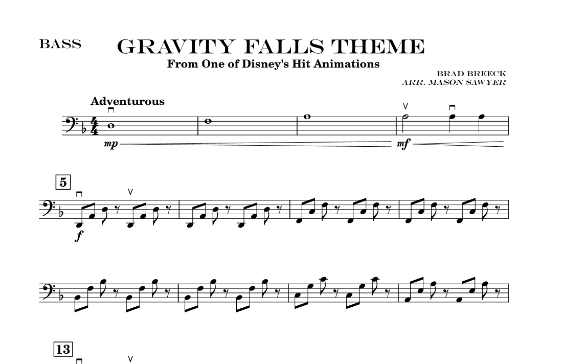 Gravity Falls (main Theme) - Score Only (arr. Mason Sawyer)