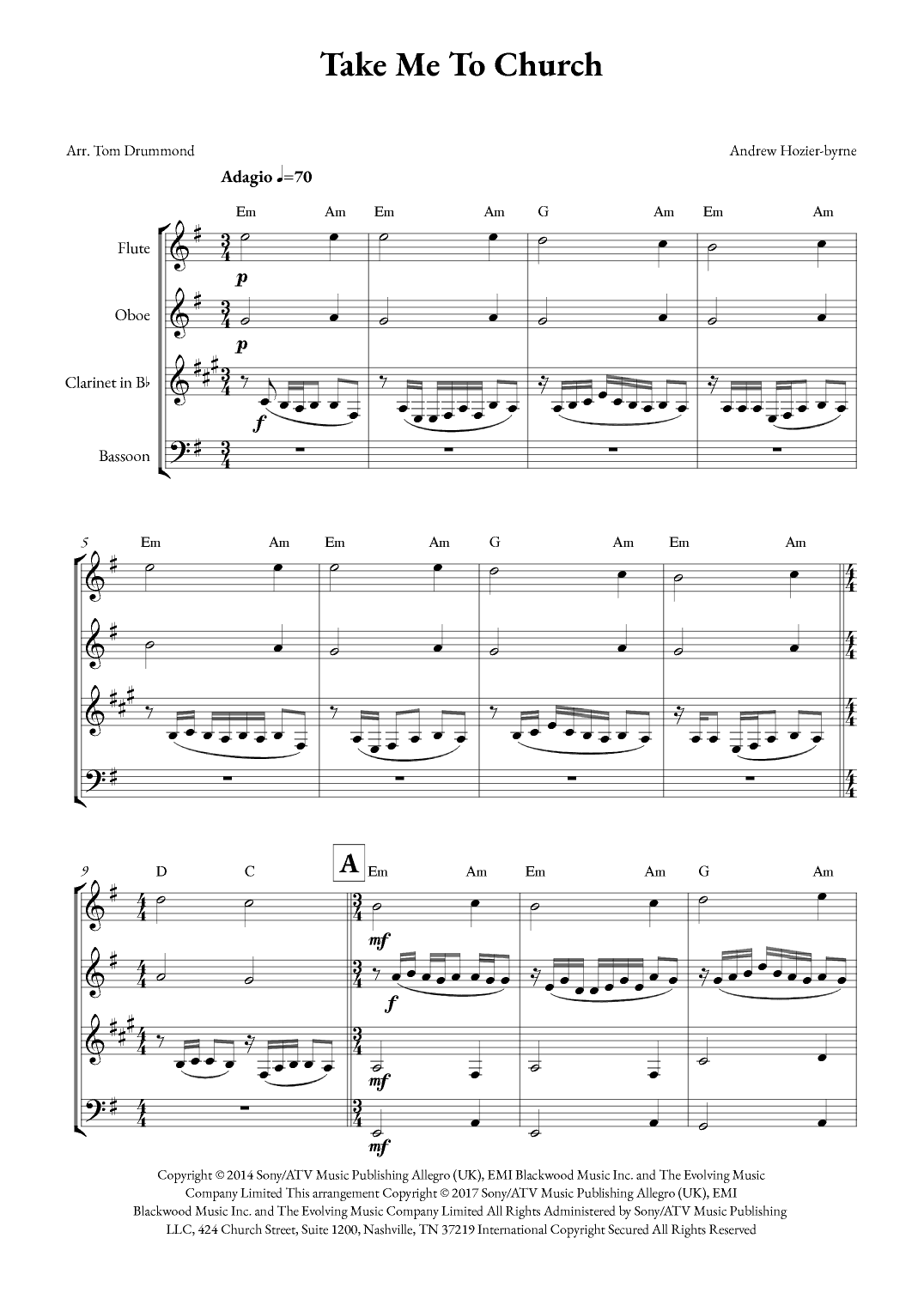 Take Me To Church (arr. Tom Drummond)