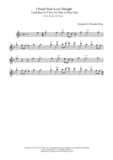 I Need You Tonight (arr. Miranda Wong)