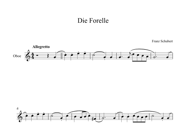 Die Forelle - Franz Schubert (Oboe) (arr. Digital Book Music)