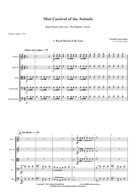 Mini Carnival of the Animals (Royal March of the Lion, The Elephant, Fossils), by Camille Saint-Saen (arr. Adrian Mansukhani)