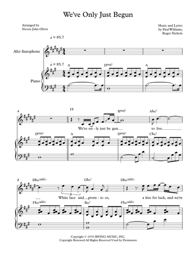 We've Only Just Begun (arr. Steven John Oliver)