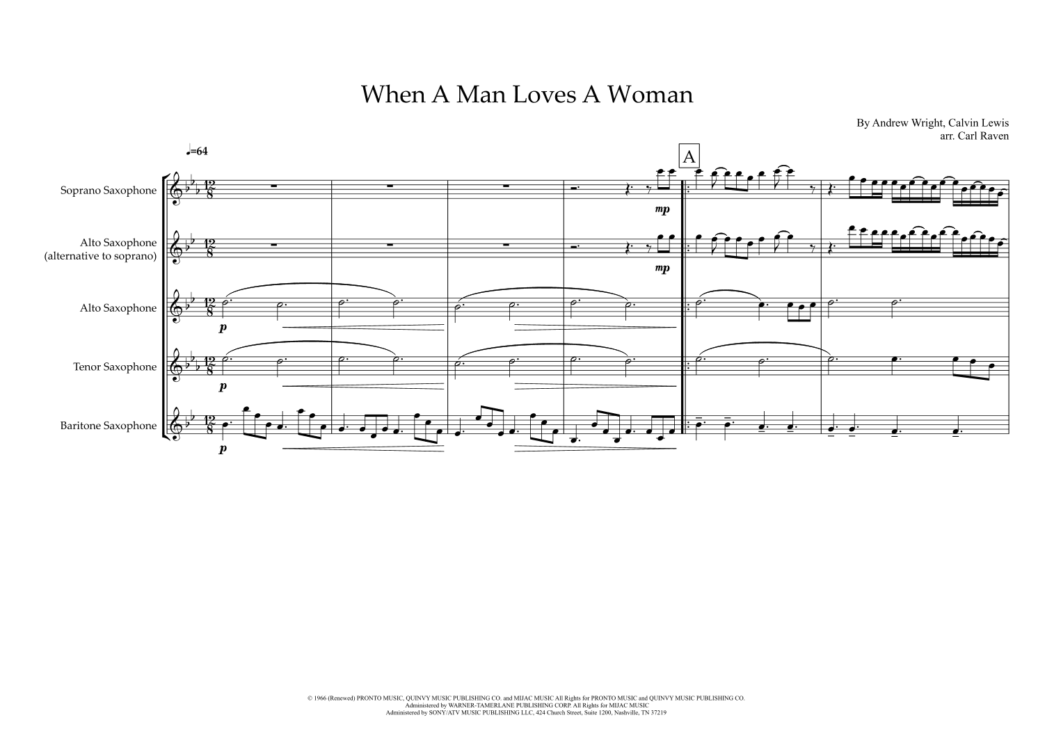 When A Man Loves A Woman (arr. Carl Raven)