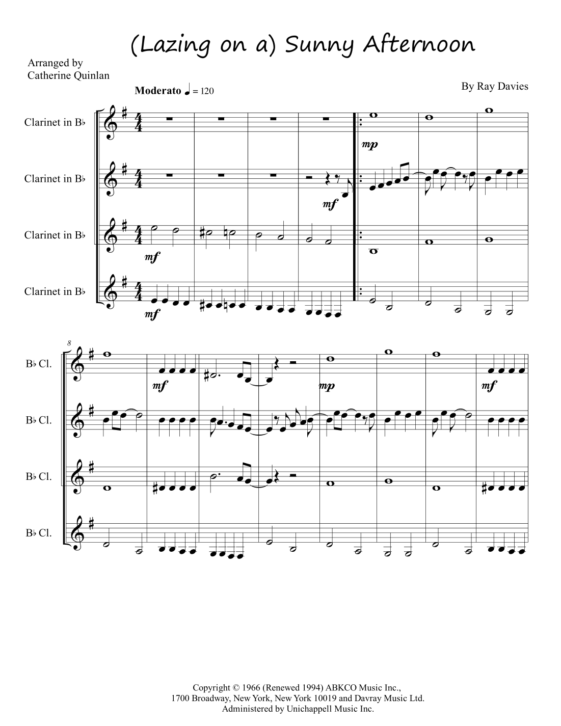 Sunny Afternoon (arr. Catherine Quinlan)