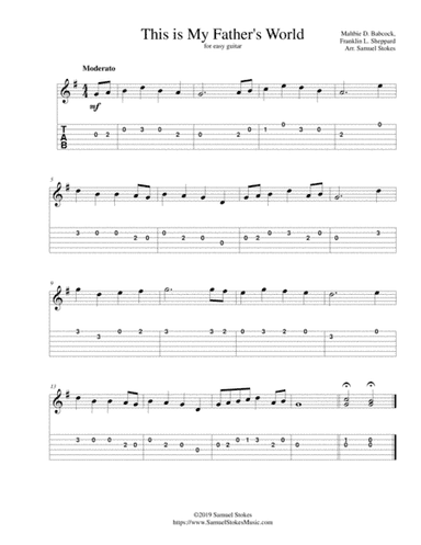 This is My Father's World - for easy guitar with TAB (arr. Samuel Stokes)