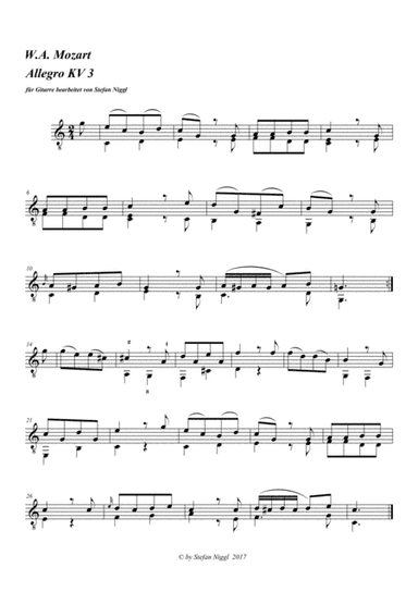 Allegro KV 3 for Guitar (arr. Stefan Niggl)