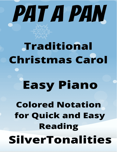 Pat a Pan Easy Piano Sheet Music with Colored Notation (arr. SilverTonalities)