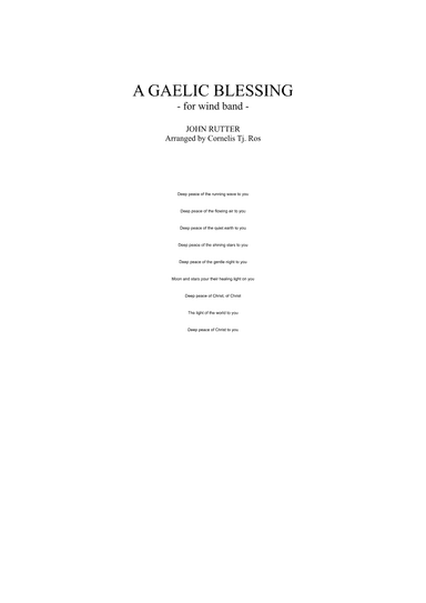 A GAELIC BLESSING (arr. Cornelis Tj. Ros)