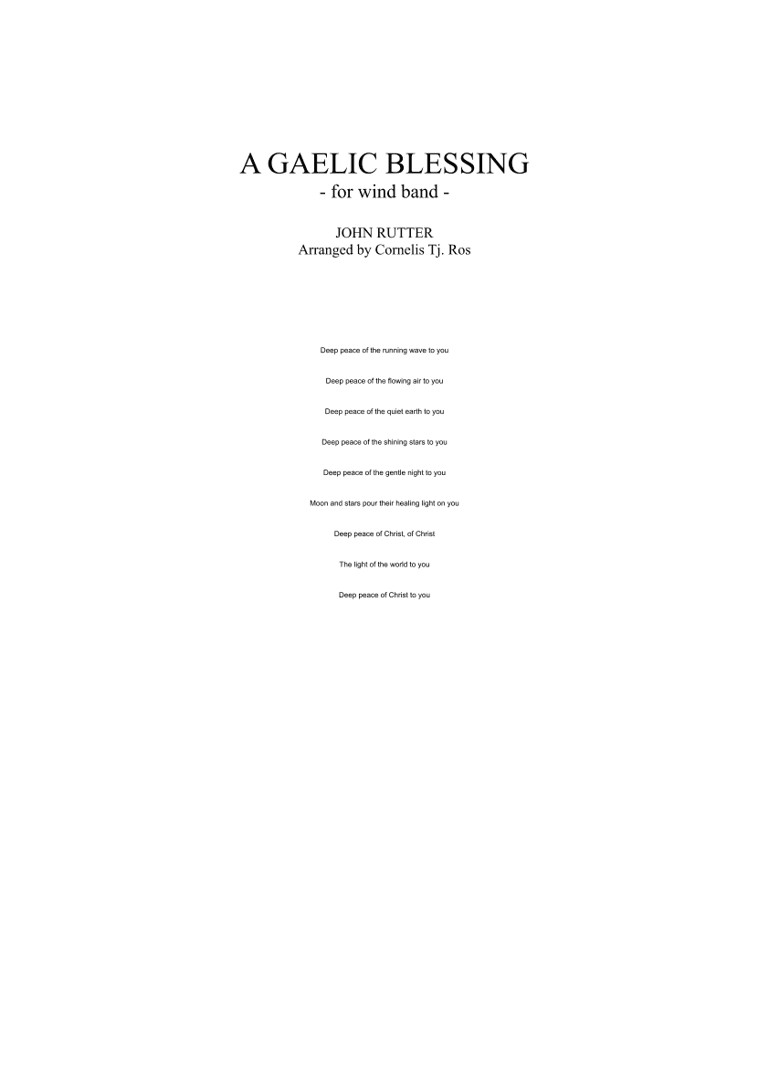 A GAELIC BLESSING (arr. Cornelis Tj. Ros)