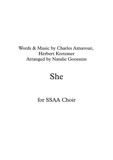 She (arr. Natalie Goossens)