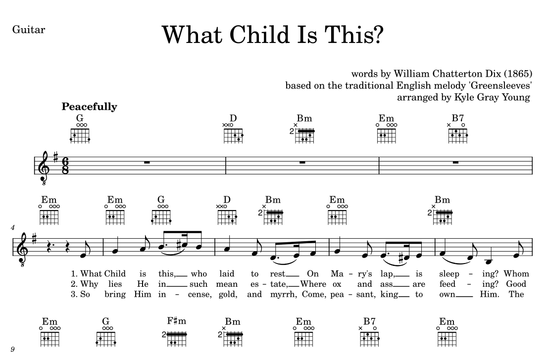 What Child Is This? (guitar & vocal lead sheet) (arr. Kyle Gray Young)