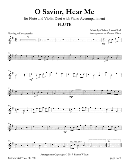 O Savior, Hear Me (Flute and Violin Duet with Piano Accompaniment) (arr. Sharon Wilson)