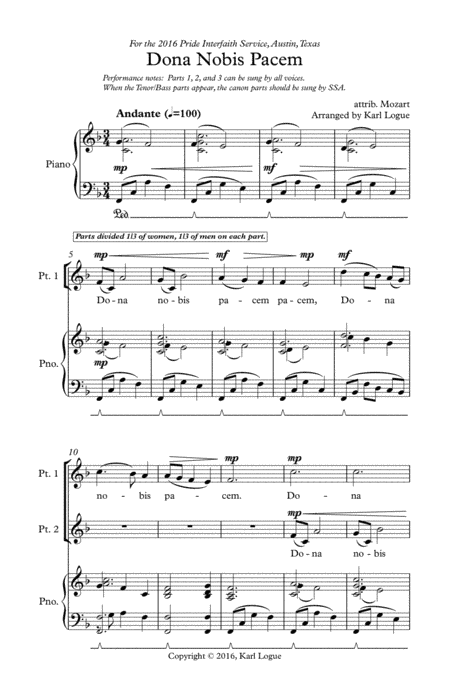 Dona Nobis Pacem (arr. Karl Logue)