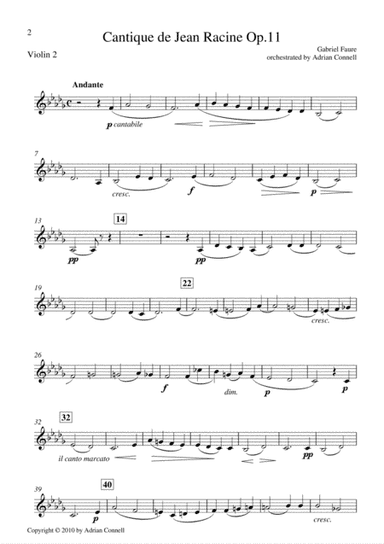 Faure - Cantique de Jean Racine orchestrated Adrian Connell - Violin 2 (arr. Adrian Connell)