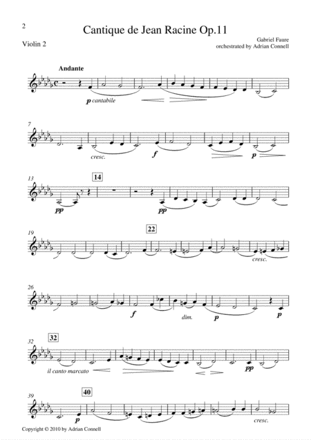 Faure - Cantique de Jean Racine orchestrated Adrian Connell - Violin 2 (arr. Adrian Connell)