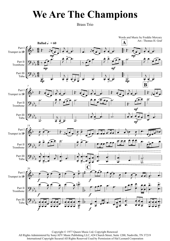 We Are The Champions (arr. Thomas Graf)