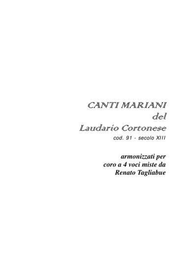 LAUDARIO CORTONESE - 6 Laude - Look inside - Arr. for SATB Choir (arr. Renato Tagliabue)