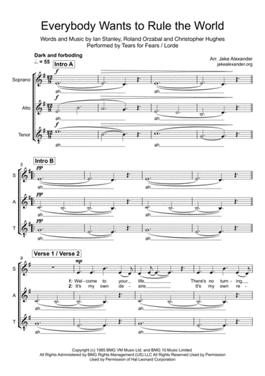 Everybody Wants To Rule The World (arr. Jake Alexander)