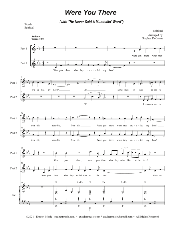 Were You There (with "He Never Said A Mumbalin' Word") (2-part choir) (arr. Stephen DeCesare)
