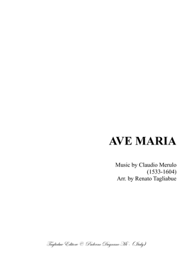 AVE MARIA - C. Merulo - For SATTB Choir (arr. Renato Tagliabue)