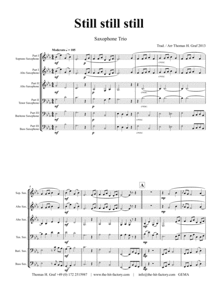 Still Still Still - Christmas song - Saxophone Trio (arr. Thomas H. Graf)