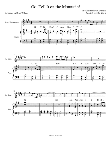 Go Tell It on the Mountain!--alto sax solo (arr. Beka Wilson)