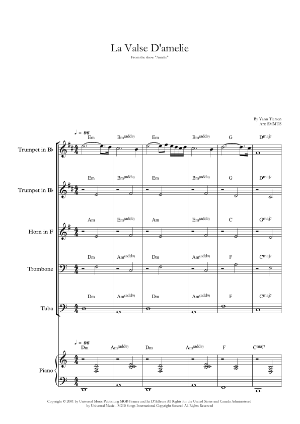 La Valse D'amelie (arr. SMMUS)