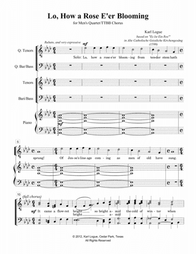 Lo How a Rose E'er Blooming (arr. Karl Logue)