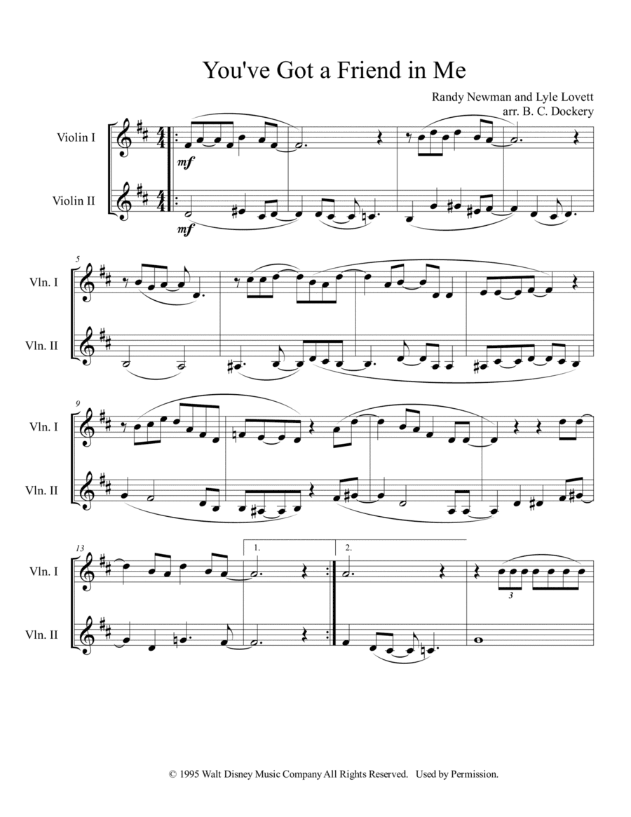 You've Got A Friend In Me (arr. B. C. Dockery)