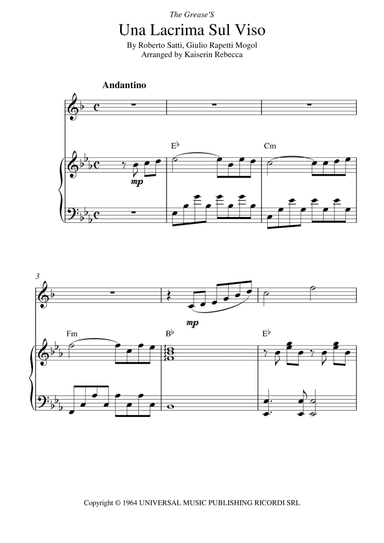 Tears On My Face (lacrima Sul Viso) (arr. Kaiserin Rebecca)