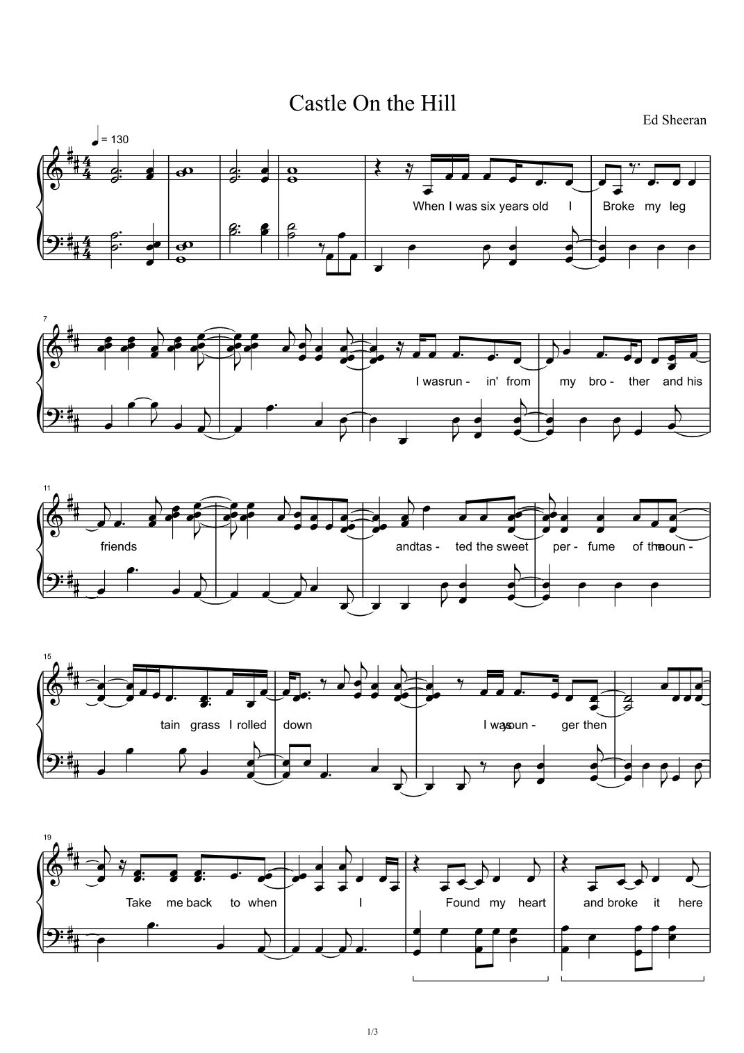 Castle On The Hill (arr. Ed Sheeran)