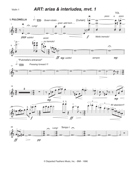 ART: arias & interludes ... Commedia dell'arte for String Quartet (1996, rev. 1997) violin 1 part