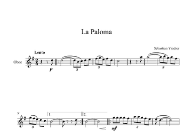 La Paloma - Sebastian Yradier (Oboe) (arr. Digital Book Music)
