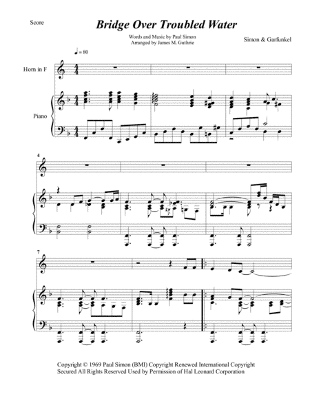 Bridge Over Troubled Water (arr. James M. Guthrie, ASCAP)