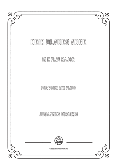 Brahms-Dein blaues Auge in E flat Major,for voice and piano (arr. MSM)