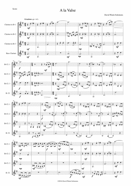 A la Valse (In waltz time) for clarinet quartet