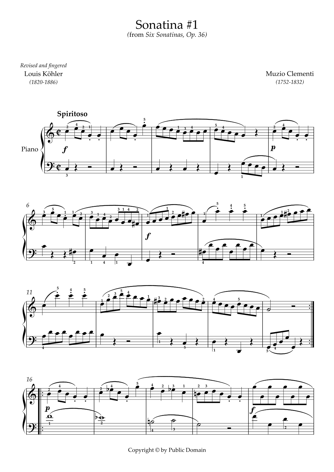 Sonatina Op. 36, nº 1 (arr. Louis Köhler)