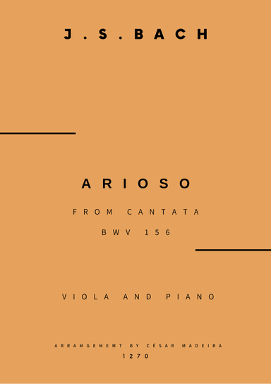 Arioso (BWV 156) - Viola and Piano (Full Score and Parts) (arr. César Madeira)