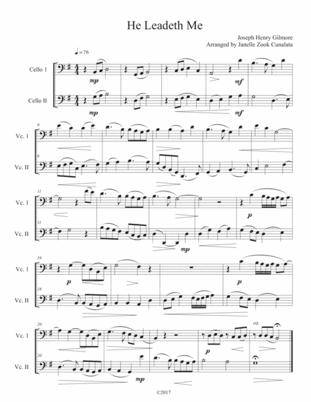 He Leadeth Me - Cello Duet (arr. Janelle Zook Cunalata)