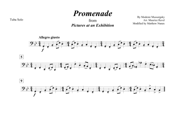 Promenade from Pictures at an Exhibition (Tuba solo) (arr. Matthew Nunes)