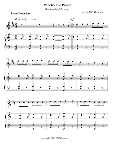 Pancho, the Parrot - tenor sax/piano (arr. Phil Beaman)