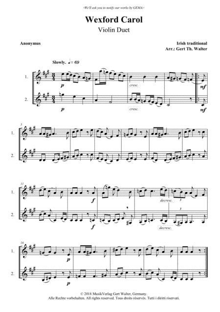 Wexford Carol (arr. Gert Th. Walter)