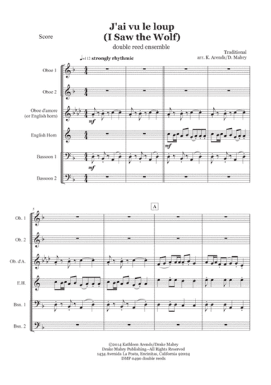 J'ai Vu Le Loup (double reed ensemble) (arr. Kathleen Arends & Drake Mabry)