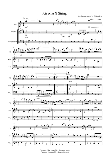 Air on a G String for Flute, Violin and Cello Trio (arr. David Burndrett)